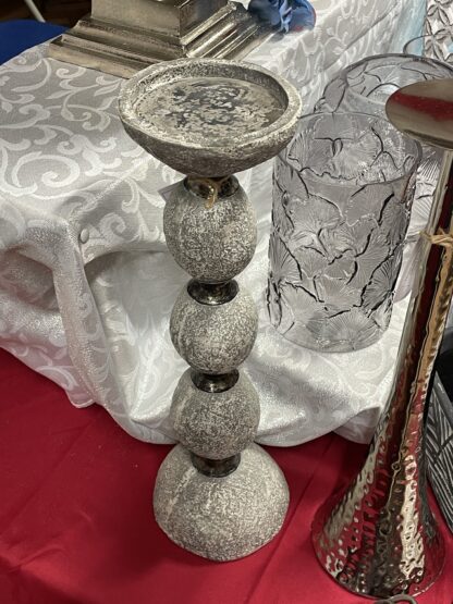 Concrete Effect Pillar Candle Holder Large